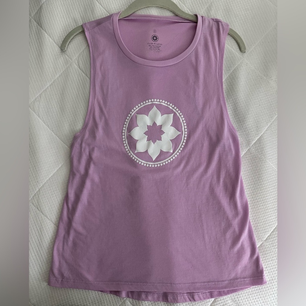 Club Pilates Pink Tank Top with white logo